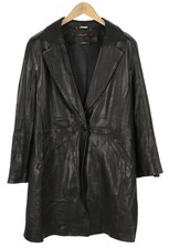 Marina Rinaldi Veste Femme ~M Vintage Noir Cuir Véritable Retirer Mi Manteau I