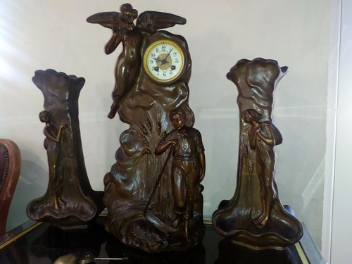 Pendule vase garniture art - pendule,