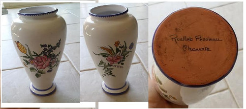 Vase fleur renoleau signé - vase,