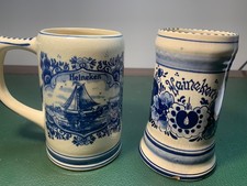 Ancienne chope à bière tasse publicitaire heineken blue vintage XXe