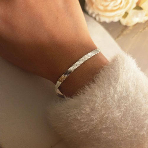 Bracelet maille plate - bracelet, argent