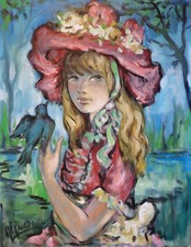 Nadiejda Nadia SPIEGELSHEIM dite Al JOURDAIN (1920-2000) HsT 65x50cm Ecole Russe