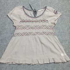 Odd Molly Blouse 1 - S Gris Coton Tissé Boho Top Élastique Brodé Slim Petit