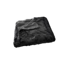 Plaid 125 x 150 cm - Fausse fourrure Loup  - Noir - Noir
