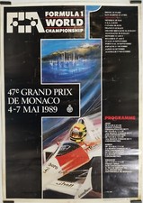 47e Grand prix de Monaco 1989 Affiche Originale Automobile Sport Formule 1