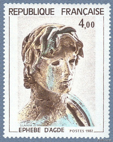 Timbre 1982 ephebe d - 1982, d'agde