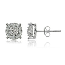 Argent Sterling Rond Zircone