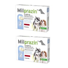 LOT DE 2 BOITES DE MILPRAZIN VERMIFUGE POUR PETITS CHIENS BOITE 2 COMPRIMÉS
