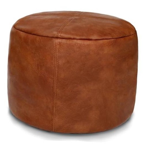 Unstuffed faux leather pouf - faux,