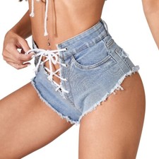 Femme Taille Haute Short Jeans