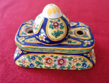 encrier faience de Clamecy signé Klam Duquenelle .Morvan