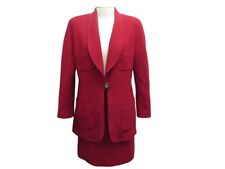 TAILLEUR CHANEL VESTE ET JUPE LOGO CC T40 M EN LAINE ROUGE RED WOOL SUIT 6500€