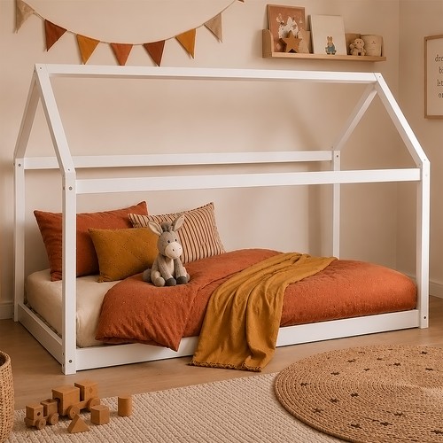 Lit cabane enfant 90x200 bois