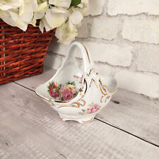 Coupelle vintage forme de panier & vide-poche en porcelaine motif floral France
