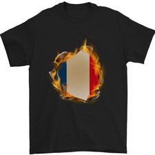 The French Tricolore Drapeau Feu France T-Shirt 100% Coton