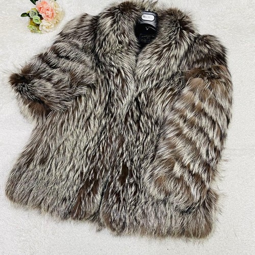 Manteau long renard argenté