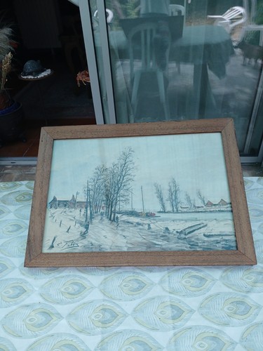 Ancien tableau sous verre - tableau,