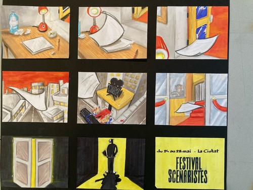 Peinture collage 1980 film - peinture,
