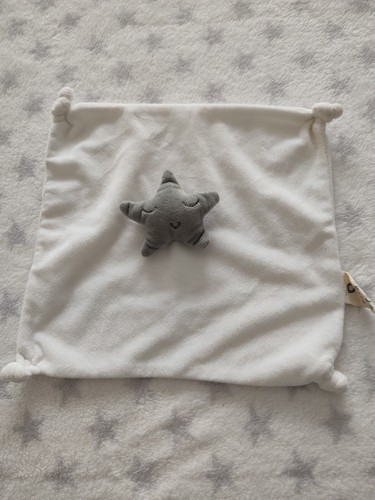 Doudou plat blanc - plat, étoile