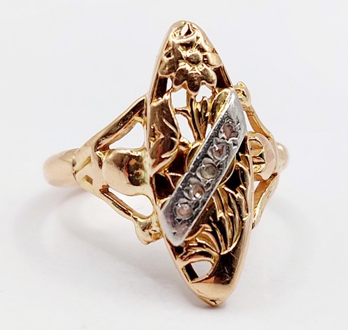 Bague marquise art - , or