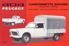Catalogue / Brochure Peugeot 404 Camionnette Bâchée / Pick Up 07/1972 France