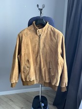 Blouson bomber vintage Orvis en cuir daim marron fermeture éclair intégrale h...