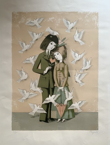 Lithographie les amoureux - lithographie,