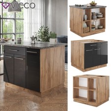 Îlot de cuisine Cuisine en bloc Fame-Line 90 cm chêne anthracite Vicco