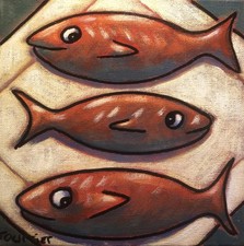 Tableau Poissons dans une assiette Tourrier