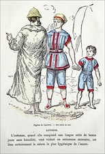 FAMILLE aux BAINS de MER en AUTOMNE à la fin du 19e siècle - Planche 19e siècle