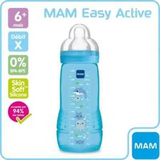 Mam Biberon 2eme Age Cercles Bleu Tétine Débit X (330 Ml)