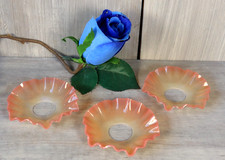 Antique Set of 3 French Pink Opaline Glass Candle Bobeche Drip Collar 1800s