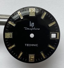 NEUF CADRAN DE MONTRE LIP DAUPHINE TECHNIC @ 29,3 MM @ LIP BLACK DIAL WATCH NOS