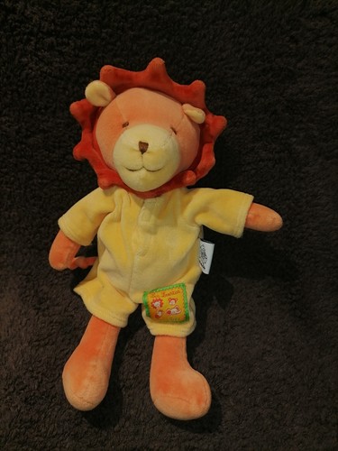 Doudou lion rouge orange