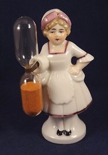 Ancien rare sablier soubrette servante porcelaine Germany Années 20/30