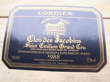 etiquette vin Chateau Clos des Jacobins 1988 Saint Emilion grand cru wine label