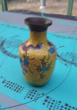 VASE CHINOIS CLOISONNE fond jaune