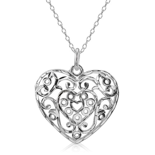 Collier pendentif cœur - cœur, en