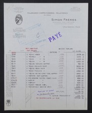 Facture PARIS 1940 SIMON