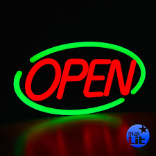 - Oval Shaped LED Tube Neon Open Sign -Large Size -24'' X 12'' (Green/Red)