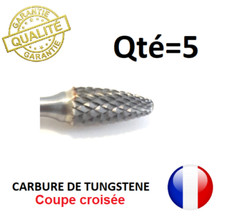 5 FRAISES LIME CARBURE TUNGSTENE CONIQUE A BOUT SPHERIQUE COMPATIBLE DREMEL 
