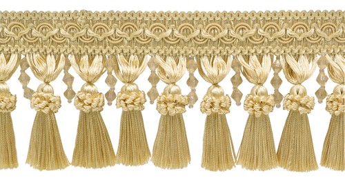 Galon frange pompons perles - À,