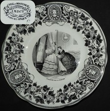 Creil et Montereau (1849-1864) Assiette série Mariage "Toilette de la mariée"