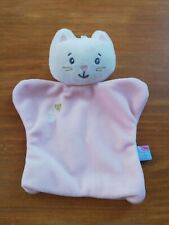 Doudou Sucre D'orge Chat Plat Rose Blanc Cœur Coeur Doré