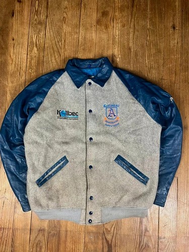 Veste cuir laine - veste, vintage