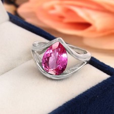 Bague Poire Saphir Rose AAA en