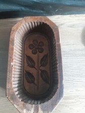 ANCIEN MOULE  A BEURRE DECOR FLORAL  EN BOIS TRAVAIL ARTISANAL