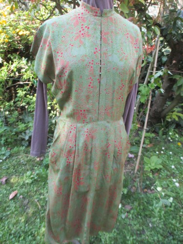 Robe soie imprimée - , ancienne
