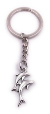 2 Dauphins Poisson Porte-Clés Pendentif Argent en Métal