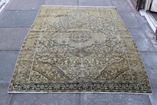 Fin Ancien Worn Main Fabriqué Traditionnel Oriental Laine Blanc Gris Tapis